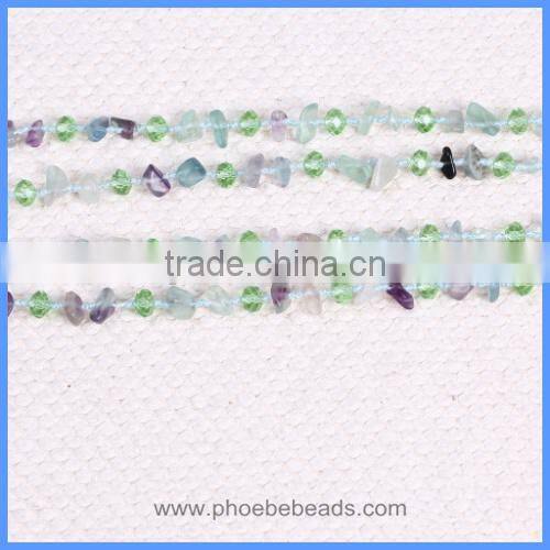 Wholesale Handmade Multi-layer Crystal Bead Fluorite Gemstone Chips Pearl Shell Flower Tassels Long Necklaces GN-DQ048
