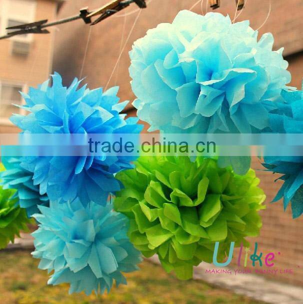 2014 popular tissue pom poms flower garland outside yard decoration for party decoration
