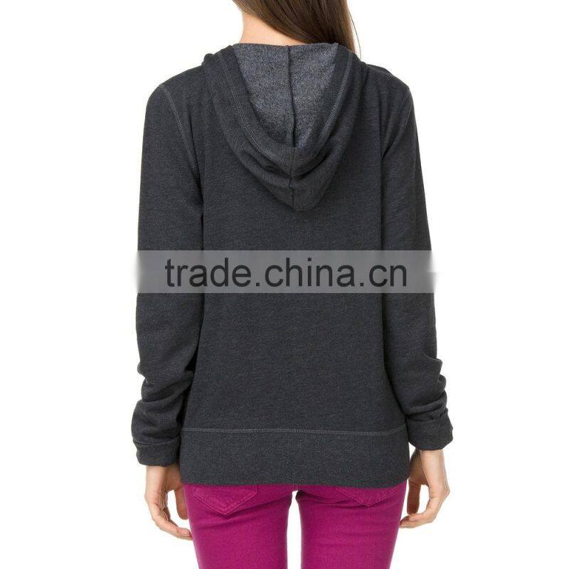 100% cotton french terry womens zip up hoodie