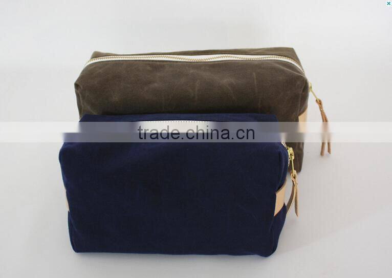 personalized and high quality waxed canvas cosmetic bag, cosmetic pouches , cosmetic and toiletry storage bags