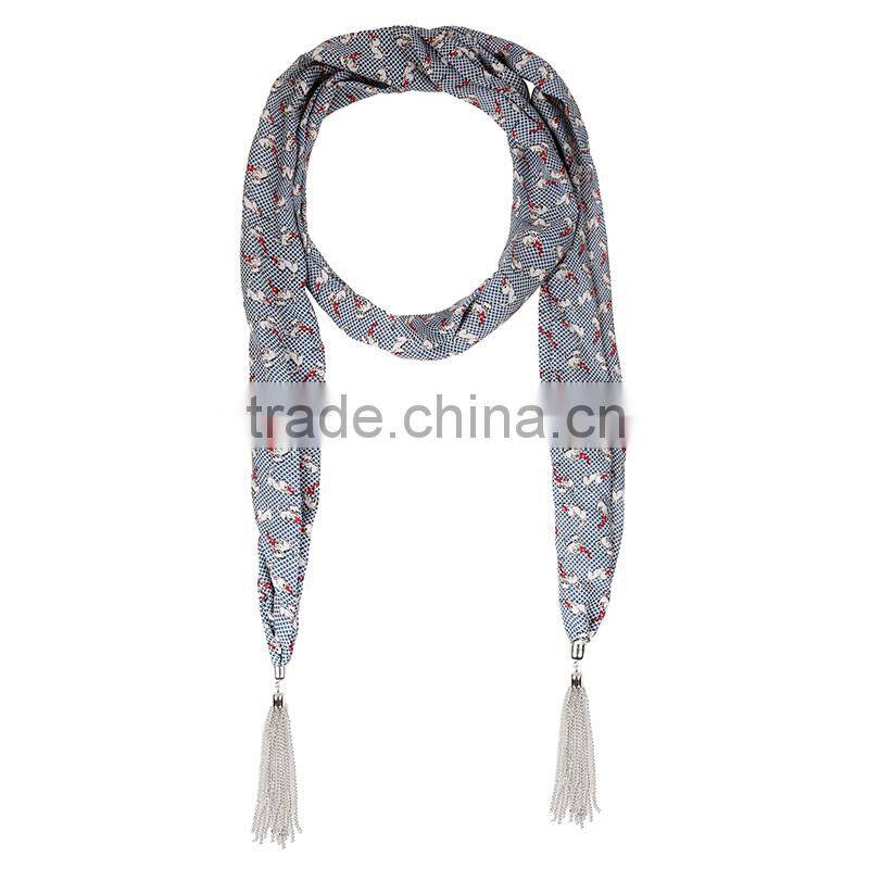 2015 Preppy style presentative leaves printing fashion chiffon scarf