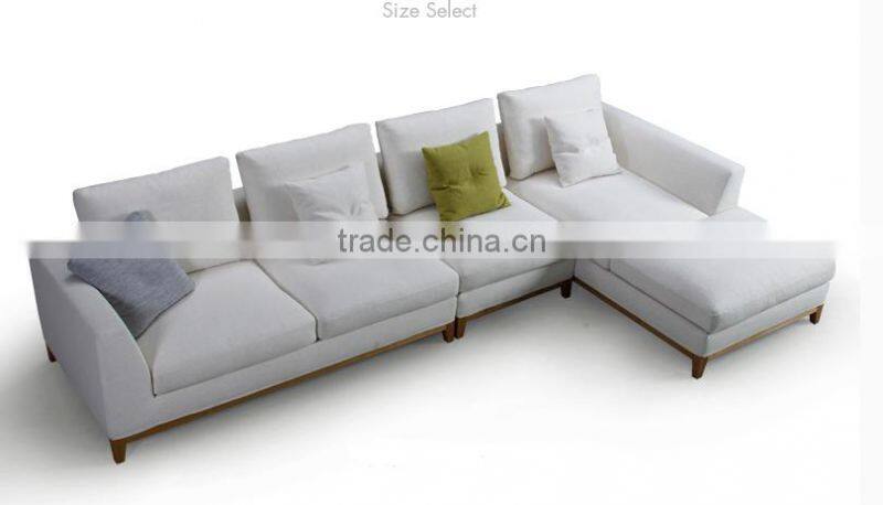 2017 New collection high quality cotton and line fabric solid wood construction sofa set