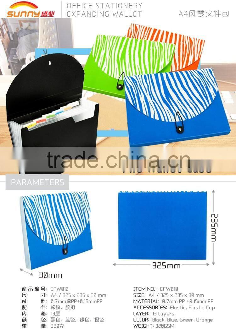 High Quality A4 Plastic Expandable File Wallet With Elastic Closure