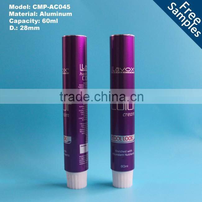 D28mm aluminum color cream tube with white plastic cap