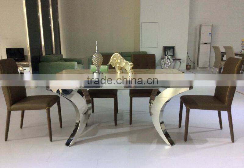 Marble Top Dining Table With Stainless Steel Frame A339#