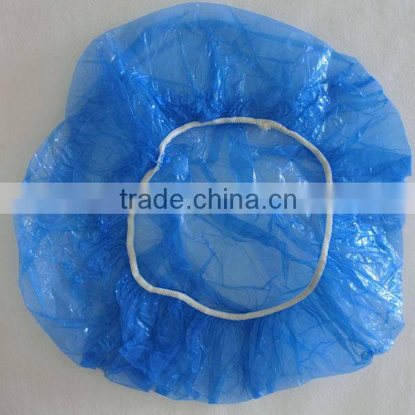 good quality white red blue pink waterproof disposable PE shower cap hotel