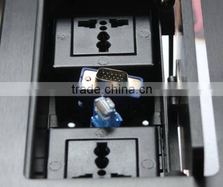 Desktop multimedia cable cubby with POWER HDMI USB VGA AUDIO