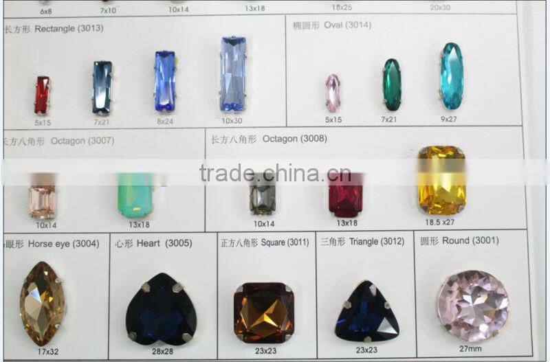Blank sew on jewels rhinestones with metal claw settings strass crystal beads for jewelry maker