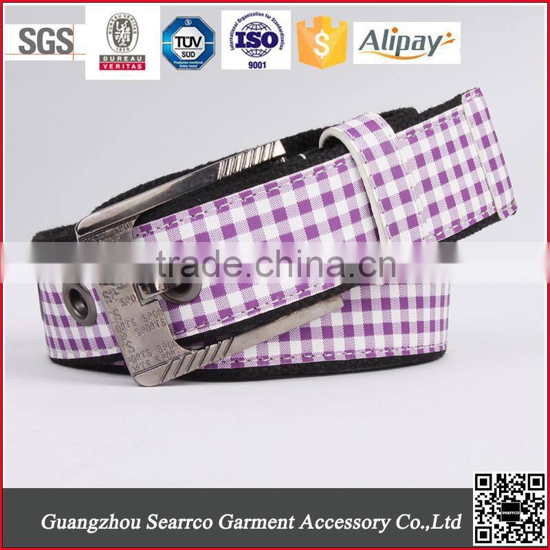 South korea multi colors ladies stretch woven belt with leather