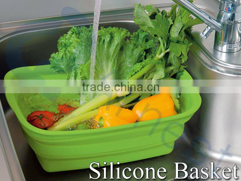 Silicone kitchenware kitchen dish strainer bucket drainer container drink accessories foldable tub storage basket boxes 75557