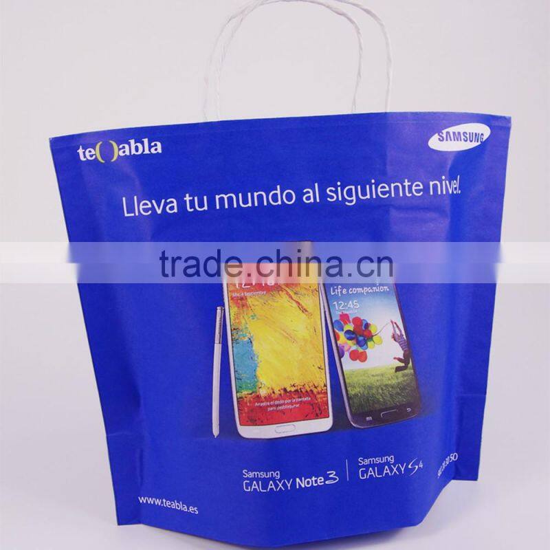 Colorful printed promotional kraft paper bags with twisted patch handle