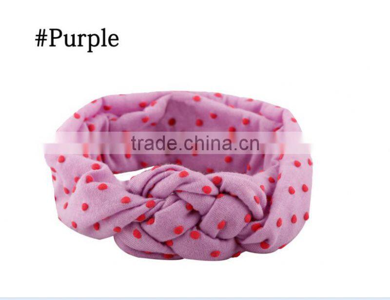 Children's hair European female baby knitting cross hair band cotton elastic headband hand knot of peace