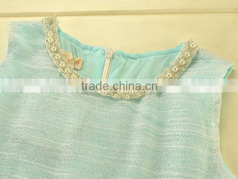 Aqua Pink color kids party wear dresses for girls of 2-6 years