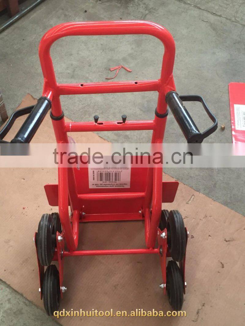 Red color six wheel hand trolley for climbing stairs HT2086