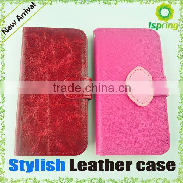 Side open wallet stylish leather hand phone cover,for samsung s4 mini case