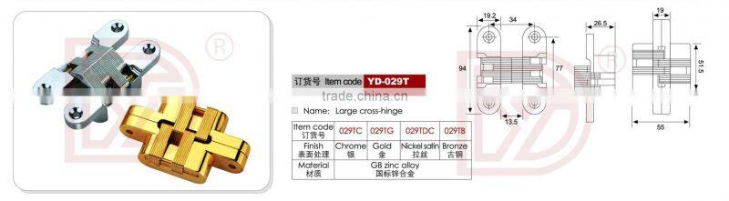 118mm length Soss type zamak concealed door hinge/invisible hidden hinge