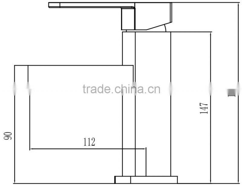 2016 hot sale S/S 304 brushed treatment single handle deck mounted water tap waterfall square faucet