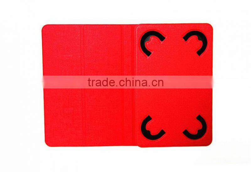 Two side silicone leather three folder rotating stand leather case for tablet pc