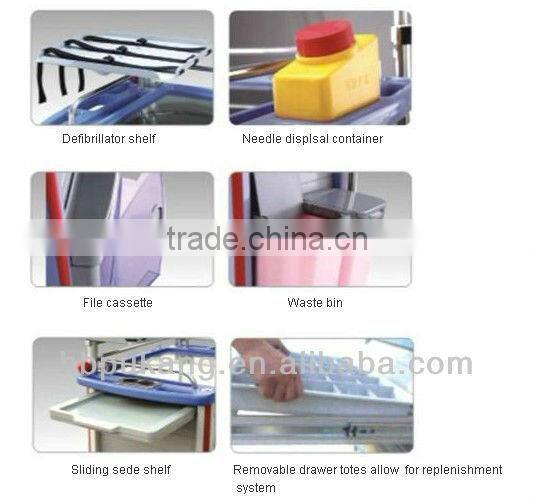 ABS emergency drugs trolley with CE ISO approved