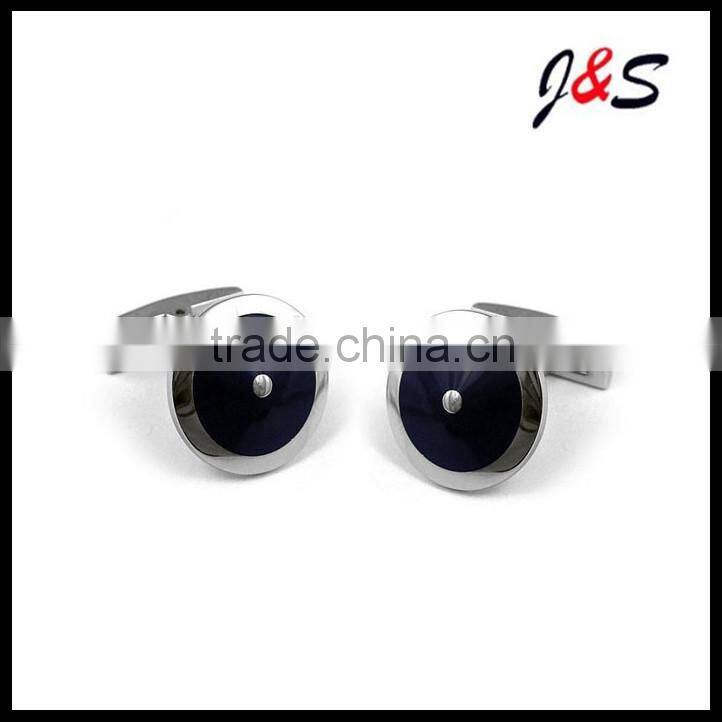 316l black round stainless steel cufflink MS400A