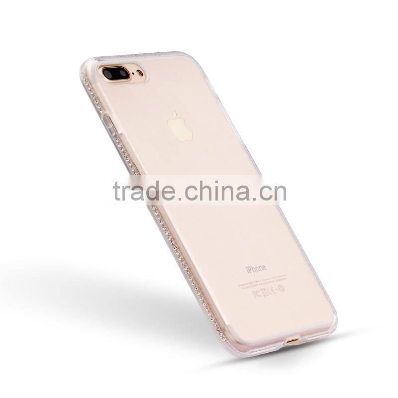 Ultra Thin Clear TPU Diamond Case For iPhone 7, for iPhone 7 Crystal Clear Rhinestones Case