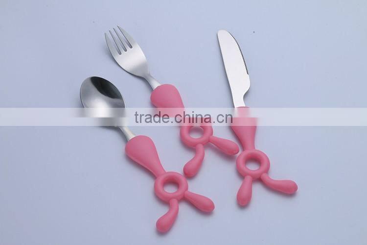 Children baby infant kids feeding stainless steel fork spoon knife sets