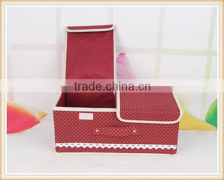 Two lids non-woven storage box with division inside