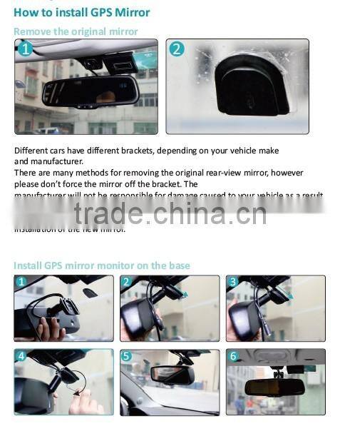 4.3 inch GPS & navigation rear view mirror monitor with car backup camera and auto brightness adjustment