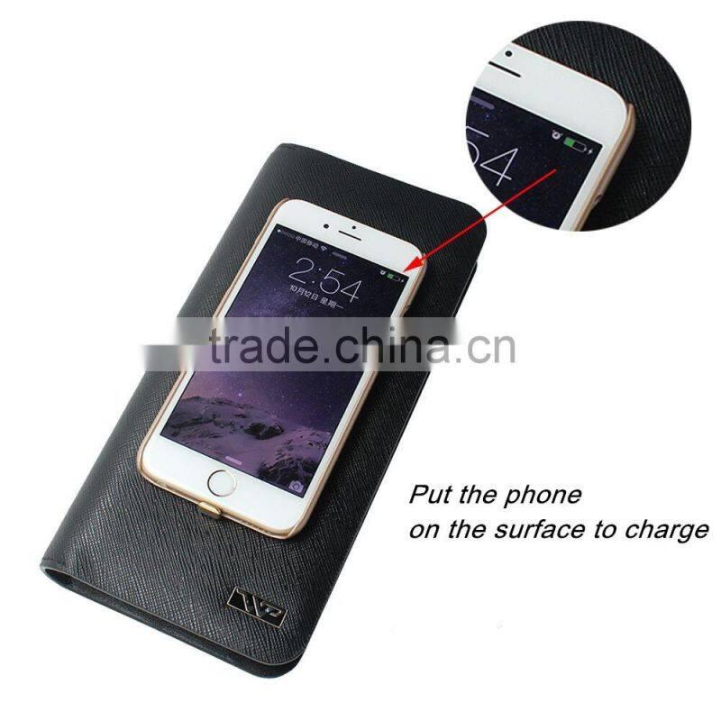 2016 high-end gift sets genuine leather wallet power bank
