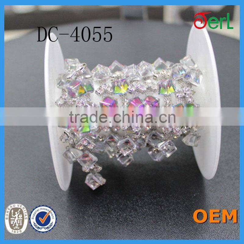 Fancy Resin Rhinestone Chain by Meter,Fashion decorative rhinestone chain triming