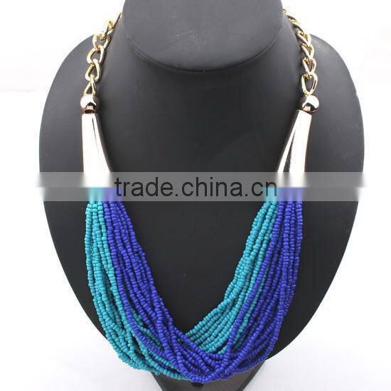 Top Quality 3 Color Beads Chunky Vintage Pendant Statement Necklace Women Necklaces & Pendants Fashion Necklaces for Women 2014
