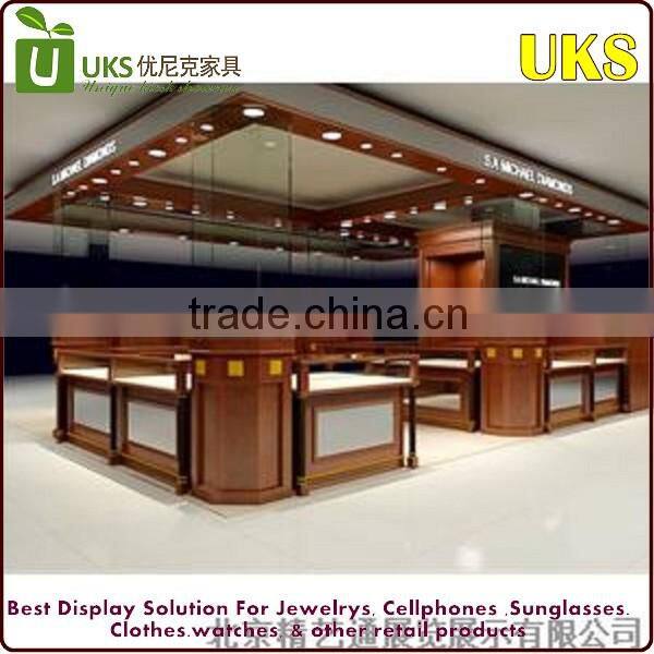 Customized glass jewelry display counter of jewelry retail store