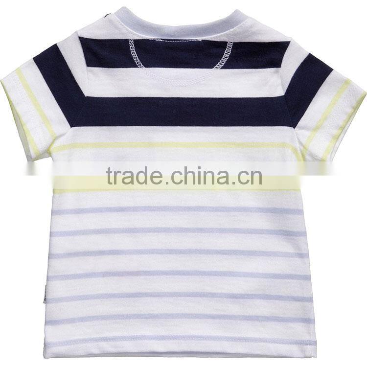 wholesale organic cotton baby clothing, baby boy stripe t shirt with pocket