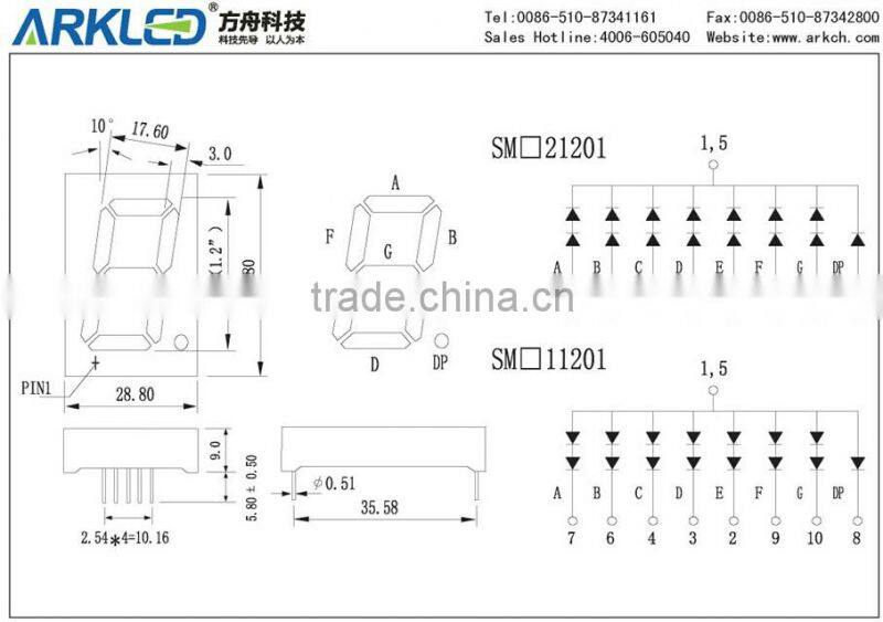 1.2 inch 7 segment led display,digital display