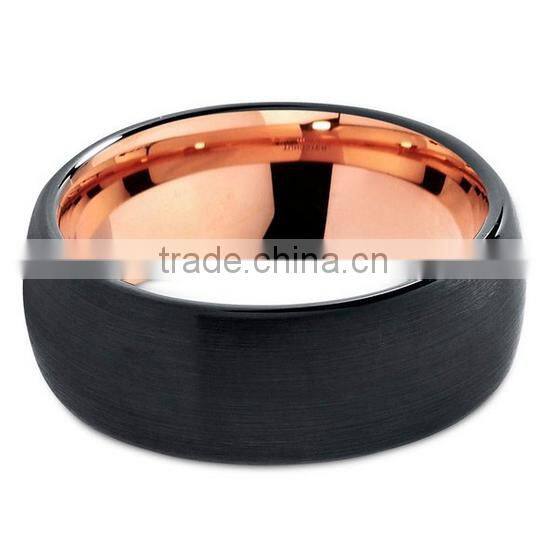 8MM Dome Tungsten Carbide Ring, 18K Rose Gold Brushed Tungsten Carbide Ring, Fashion Tungsten Jewelry Ring