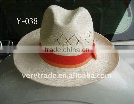 blue and white fedora ,white fedora blue band