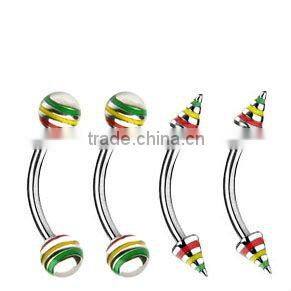 Green custom acrylic ball cool unique eyebrow rings piercings jewelry