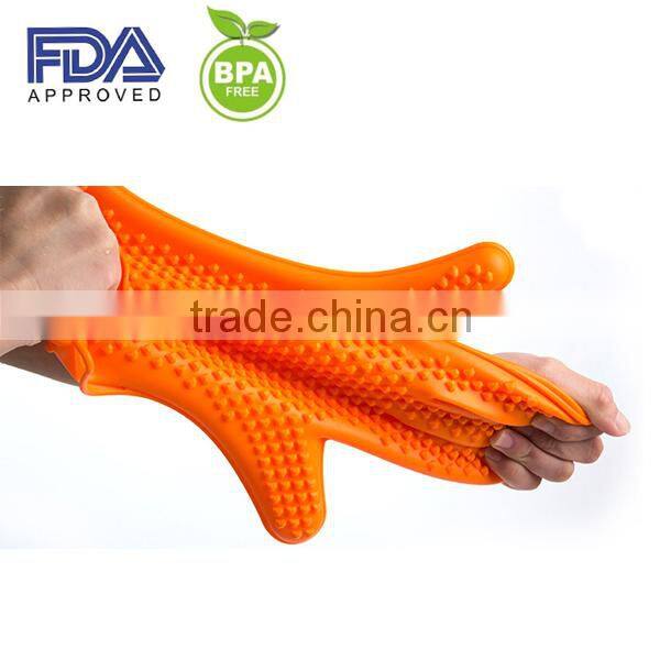 silicone baking glove kitchen glove ,5 fingers BBQ silicone rubber baking glove
