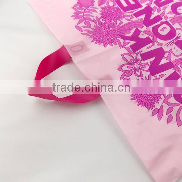Excellent desion pink flower flat handle PO bag with side gusset