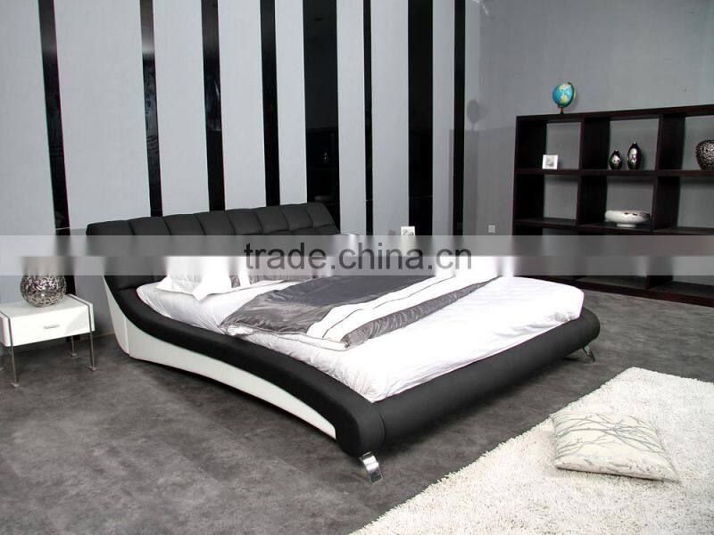 Modern design black leather king size bed DS-145