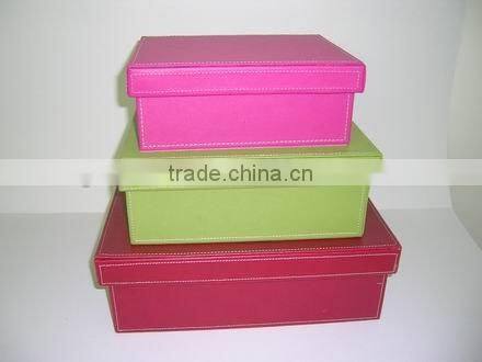 Custome design Good quality pu leather Storage box with lid