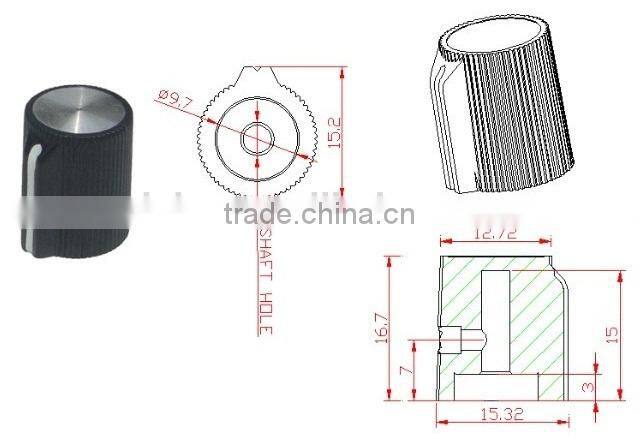 16*17mm samll round knurled pointer amp volume knobs