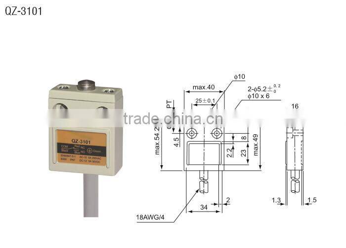 QZ-3101 OP 14.7-15.7mm 5A 125V 3A 250VAC IP67 Waterproof Limit Switch