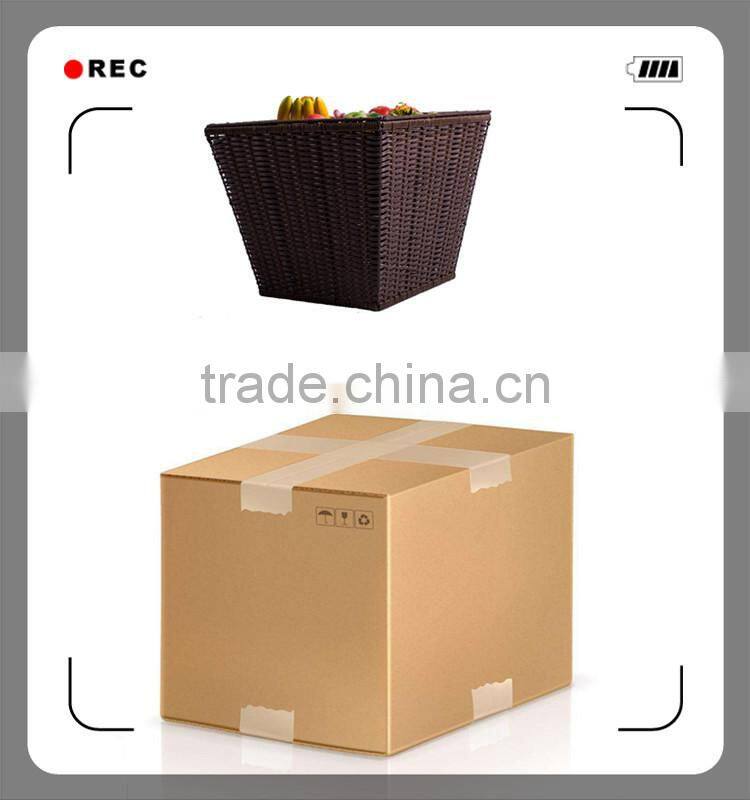 Wholesales washable PE rattan plastic folding basket for supermarket fruit vegetable storage