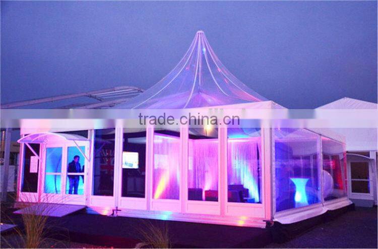 luxury glass wall roof full clear aluminum structure wedding party tent for events with lining decor