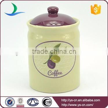 Green decal ceramic food storage jars wholesale