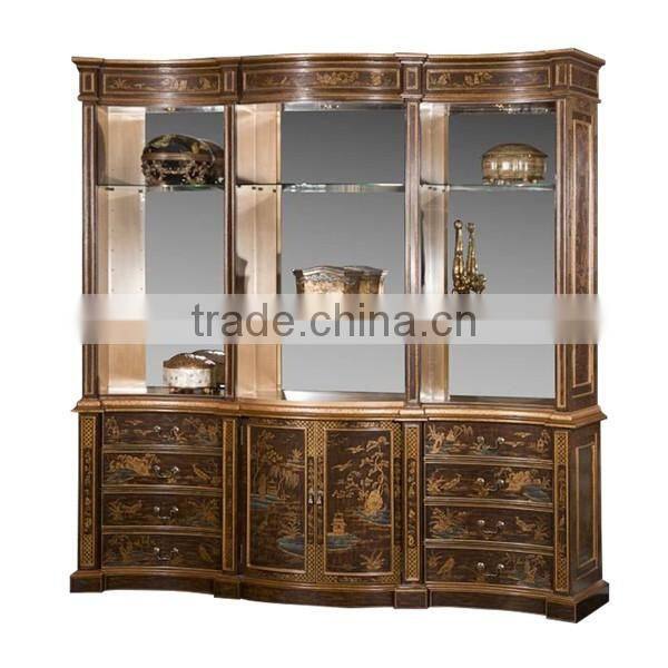 Retro Home Office Furniture, Exquisite Hand Painting Executive Desk With Chair, Classical Wood Carved Writing Table/Showcase