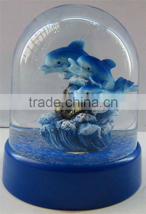Large funny dolphin snow globe