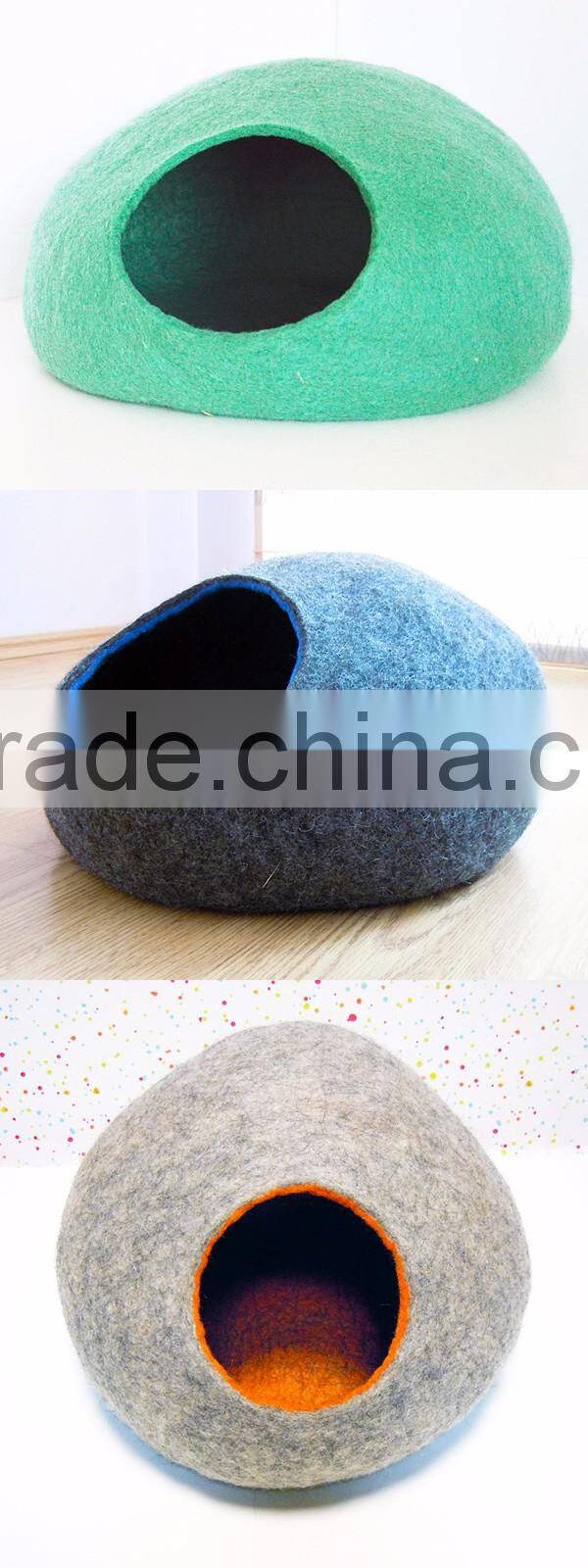 Felt Cat Cave Handmade Indoor 100% Wool Cat Bed