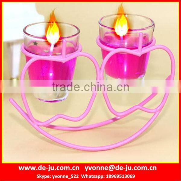 Rose Color Gel Wax Stainless Steel Holder Cup For Candles